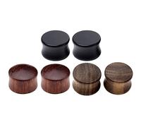 Jovivi - 6 Tapones de Madera orgánica para Oreja, Color marrón y Negro, 10 mm - 20 mm