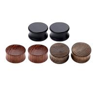 Jovivi - 6 Tapones de Madera orgánica para Oreja, Color marrón y Negro, 10 mm - 20 mm