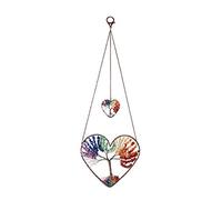 JOVIVI Adorno Colgante de árbol de la Vida con diseño de corazón Doble, 7 Chakras, Piedras curativas para Reiki, Piedras Preciosas, meditación, Ventana, Colgador de Pared para Feng Shui, Yoga