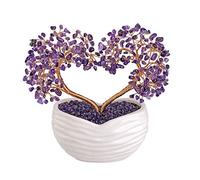 Jovivi Árbol de Dinero con Forma de corazón de Cristal de Amatista, Adorno bonsái para Ceremonia de Boda, Reiki, Equilibrio energético, meditación, Feng Shui, Riqueza y Buena Suerte, decoración para