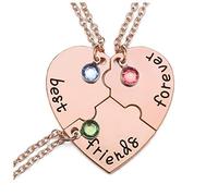 Jovivi Best Friends Forever and Ever Collares de la Amistad llaveros para 3/4, aleación, corazón a Juego, Rompecabezas de la Pieza BBF Joyería de la Amistad