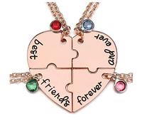 Jovivi Best Friends Forever and Ever Collares de la Amistad llaveros para 3/4, aleación, corazón a Juego, Rompecabezas de la Pieza BBF Joyería de la Amistad