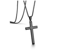 Jovivi Collar de cruz de plata para hombres y mujeres, acero inoxidable para hombre, crucifijo, collar de cadena para niños, joyería cristiana, Acero inoxidable, No es una piedra preciosa