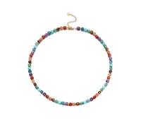 Jovivi - Collar para mujer, 7 chakras, 5 mm, perlas cúbicas, facetadas de piedra natural, collar de piedra preciosa, joyería de felicidad, protección crsital energética, regalo de cumpleaños