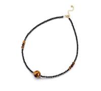 Jovivi - Collar para mujer con piedra natural de obsidiana fina piedra de cristal, colgante de bola de ojo de tigre, bisutería para hombre, mujer, novia, pareja