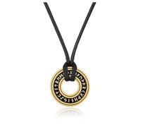 JOVIVI Collar vikingo para hombre, colgante de círculo eterno ajustable, collar de cuerda de cuero para hombre, amuleto nórdico Vegvisir, talismán nórdico, regalo para hombre, Acero inoxidable Cuero