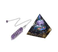 Jovivi Péndulo Esotérico + Resina Orgonita Pirámide Árbol de la Vida Amatista Bola curativa Reiki Meditación Ornamento Feng Shui Decoración