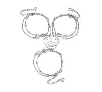 Jovivi Pulsera de mejor amiga, regalo para mujeres y niñas, pulseras de amistad para 3, pulseras de corazón infinito para mejores amigas, regalos de cumpleaños y Navidad para mujeres, 13 cm, Acero