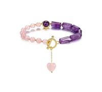 Jovivi - Pulsera de piedra natural para mujer, 6 mm, perla redonda e irregular rectángulo de piedra preciosa con OT, hebilla de joyería regalo para mujer, niña, cumpleaños, San Valentín, talla única