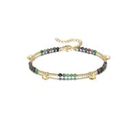 Jovivi - Pulsera fina piedra natural de 3,5 mm, perla facetada de piedra preciosa, pulsera de acero inoxidable chapado en oro ajustable, regalo para mujer, niña, cumpleaños, amistad, Taille unique