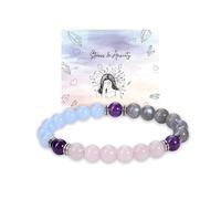 Jovivi Pulsera para mujer, chakra, piedra natural, de 8 mm, perla de cristal, pulsera elástica, para felicidad, protección de joyas, regalo para mujer, niña, cumpleaños, talla única, Cristal, Chakra