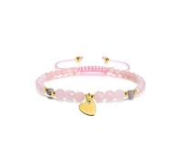 Jovivi - Pulsera para mujer, piedra natural, 6 mm, perla facetada, cuarzo, rosa, piedra preciosa, pulsera de felicidad, amor, regalo para mujer y niña