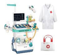 JOVOW Juego de Doctor de Juguete, Juego de 28 Piezas de Doctor para Niños con Carrito Móvil de Luz y Sonido, Juego de Regalo de Juguetes de rol con Maletin Medicos Disfraz para Niños Niñas de 3+ Años