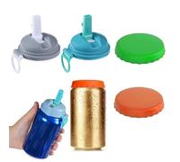 JOVYTH 4 Piezas Tapa Lata Refresco con Pajita, 4 Colores Surtidos, Tapa Antiderrame Reutilizable para Latas de Coca Cola, Cerveza, Refrescos (33 ubre Latas de Plástico con Sorbete