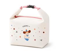 JOVYTH Bolsa Térmica Infantil para Almuerzo, Bolsa Comida Niños Pequeña (1 Ud, Perro Rosa/Blanco) Porta Alimentos Impermeable con Aislamiento Térmico para Colegio y Guardería