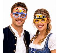 JOVYTH gafas de fiesta cervecera con motivos de bandera y jarra, 2 piezas, para fiestas de disfraces, escenario y eventos temáticos, como accesorio visual para fotos, grupos y conjuntos festivos