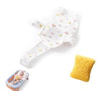 JOVYTH Juego de Baño con Alfombrilla y Esponja para Bebés, Adaptador de Bañera Antideslizante con 5 Cinturones Ajustables, Cojín de Algodón Transpirable con Soporte de Cabeza