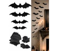 JOVYTH Pegatinas 3D Murciélagos Halloween, 28 Uds | Adhesivos Sin Residuos | Decoración Halloween Exterior e Interior | Acabado Realista y Fácil Instalación para Muros y Ventanas