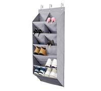Jowenia Zapatero colgante para puerta con 9 bolsillos profundos y 3 ganchos, organizador de zapatos multifuncional para colgar en puertas, organizador de armarios y puertas, color gris