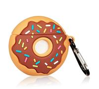 Jowhep Funda para AirPods 2/1 Case Protectora Silicona Suave AirPod Cáscara Carino Lindo Dibujos Animados Divertido Muchachas Mujer Niños Llavero Moda Air Pods 1&2Casos Brown Donuts