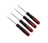 Jowxsx Juego de 4 ganchos cortos negros y rojos, gancho de sello de aceite, tira del gancho, destornillador de sello de aceite, tira del gancho y extracción. Montaje y extracción de piezas pequeñas,