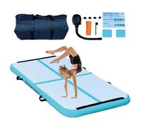 JOWY | AirTrack Colchoneta Inflable para Gimnasia | Alfombra de Entrenamiento Tumbling Mat, Acrobacias, Yoga, Artes Marciales y Cheerleading - Resistente y Fácil de Transportar (Azul, 200x100x10)