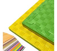 JOWY Tatami Puzzle para Gimnasio, Artes Marciales, Judo, Karate, Taekwondo, Yoga, Fitness y Zonas de Estiramiento | 1x1m | 2 cm Grosor | Acabado F | Color Verde/Amarillo (10 Unidades)