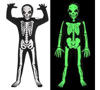 Joxessaien Disfraz de esqueleto para niños, disfraz de esqueleto para niños, disfraz de esqueleto de Halloween, disfraz familiar para fiestas de Halloween y actuaciones escénicas