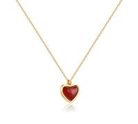 Joxevyia Collar con corazón de cristal de cornalina, piedra cruda, cristales curativos, delicado corazón de gema, colgante de oro, collar para aniversario, cumpleaños, San Valentín, regalo para ella