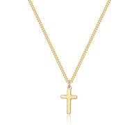 Joxevyia - Collar de cruz para niño (14 quilates, acero inoxidable, con cadena cubana), diseño de cruz