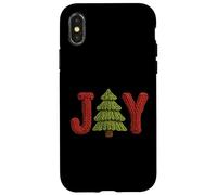Joy - Árbol de Navidad de Punto, Invierno, Vacaciones, Familia, a Juego, Acogedor Carcasa para iPhone X/XS
