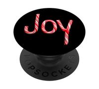 Joy - Christian Faith Candy Cane Red & White Christmas PopSockets PopGrip Adhesivo