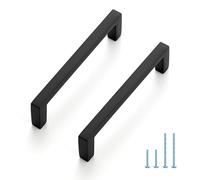JOY DECOR Paquete de 30 tiradores de gabinete, barra cuadrada delgada, centro de agujero de 3-3/4 pulgadas, construcción sólida color negro mate, aspecto moderno, fácil de instalar, se adapta a