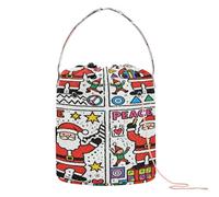 Joy Give Love Peace Santa Collection - Bolsa organizadora de hilo de ganchillo, bolsa de viaje portátil para viajes, suministros de punto de ganchillo