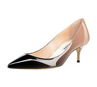 Joy IN Love Zapatos de Las Mujeres de tacón bajo Puntiagudo del Dedo del pie Gatito talón Bombas diarias, Negro (Patent-Nude-Negro), 38 EU