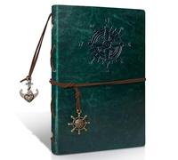 Joy & Inspiration Cuaderno de Piel Sintética A5 Verde Diario Recargable Retro Viajero Vintage Cuaderno Pu Cover Vintage Notebook(80 Hojas/160 Páginas)