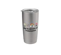 Joy is an Act of Resistance Rainbow Pride Month Human Rights Vaso térmico de acero inoxidable de doble pared