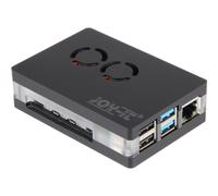Joy-It Carcasa Negra Acrílica con Doble Ventilador para Raspberry Pi 4B