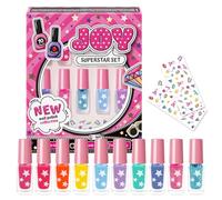 Joy Superstar Kids - Set de esmaltes de uñas para niños - 10 colores peel-off para jóvenes amantes de la moda y mini trendsetters, edición Pop-Star, con pegatinas - 5 ml, marca británica