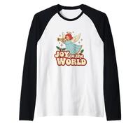 Joy To The World Angel Style Holiday Christmas Season Retro Camiseta Manga Raglan