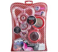 Joy Toy 65988 Miraculous - Juego de 2 Pinzas para el Pelo con Purpurina, Collar de Perlas, Anillo y Cepillo desplegable con Espejo en blíster de 20 x 2 x 28,5 cm, Multicolor