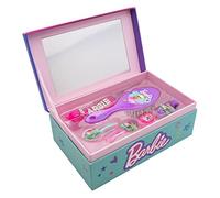 Joy Toy - Joyero Barbie con Accesorios: Cepillo, 2 Horquillas, Anillo, Pulsera, Cinta para el Pelo - 18 x 11,5 x 7 cm