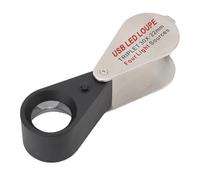 Joya de Bolsillo Recargable Joya Plegable Vidorización, Aumento de 30x 4 Modo de Fuente de Luz 13 Lámparas LED Carga USB para Observar Telas, Estampados, Piedras Preciosas