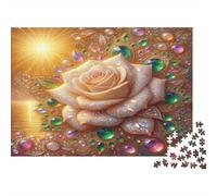Joya Rosa Dorada Puzzles 1000 Piezas Papel Reciclado para Adultos Puzzle para Adultos Juego Familiar Divertido y desafiante Juego Educativo con desafío 38x26cm/1000pcs