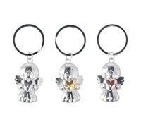 Joyan 3 PCS Llavero de Ángel Decorativo con Corazón Amuleto de la Suerte para Exámenes o Coche, Regalo Dulce para Amigas Mujeres Novias Colegas Ángel Guardián Colgante Llavero de Coche