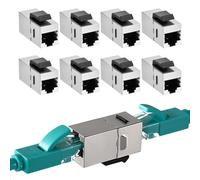 Joyan 8 Piezas Cat7 Keystone Módulo RJ45 Hembra LAN Cable 10Gbps, Acopladores Jack Blindado Soporte Extensión Ethernet Conector Modular Sin Herramientas, Blindado Recto Módulo Ethernet de Red