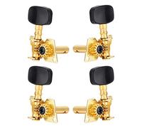 Joyance Clavijas de afinación de ukelele, 2L2R, botones negros dorados, cabezales de máquina de estilo clásico, piezas de bricolaje para ukelele, adecuadas para varios modelos de ukelele