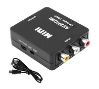 Joyance Convertidor AV a HDMI, adaptador de vídeo y audio, 1080p/720p, compatible con PAL/NTSC, adaptador AV a HDMI con cable USB para PC/Wii/N64/TV/PS3/DVD Blu-ray (negro)