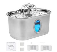 Joyance Fuente de agua para gatos para beber, boquilla ovalada de 3.2 L, diseño cuadrado, funcionamiento silencioso, fuente de agua para mascotas de acero inoxidable 304 con puerto USB, tanque