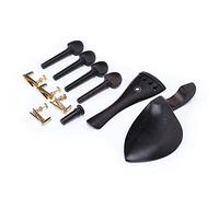 Joyance Juego de piezas para violín con soporte de barbilla para violín, tablero de madera de ébano 4/4, ajustador de afinación fina, mentonera, ala de cola y pasador de cola para instrumentos